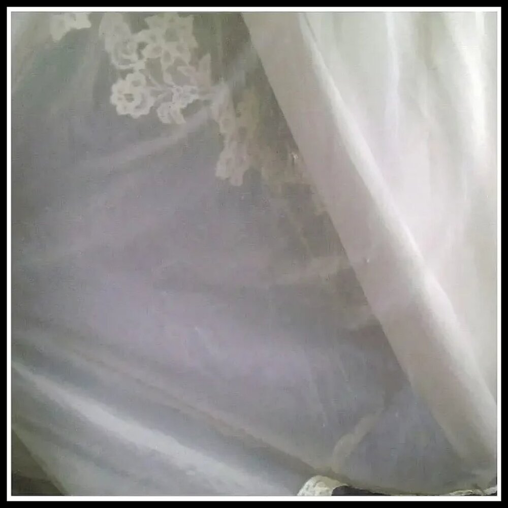 Vintage Nylon Chiffon Peignoir Set White 50s Retro Bridal Robe & Nightgown VFG - Picture 10 of 16
